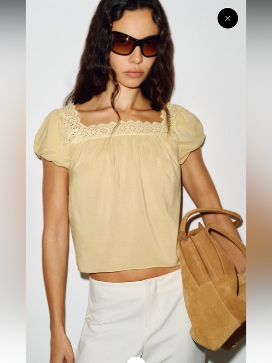 Doen Tops - Reformation Zita Eyelet Square-Neck Puff Sleeve Top
